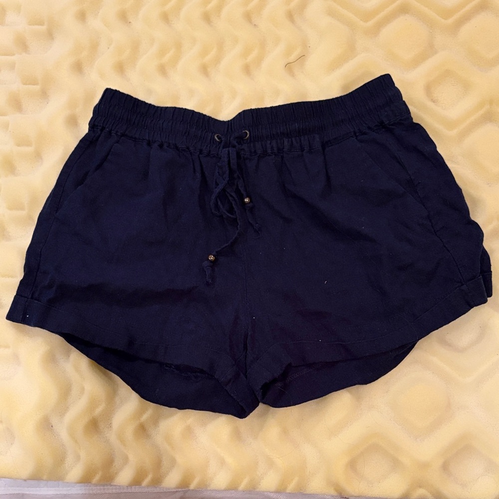 Women's Navy Linen Shorts Summer Beach Vibes - I accept offers